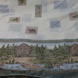 Forest Lake Cabin warm colors  full flat sheet
